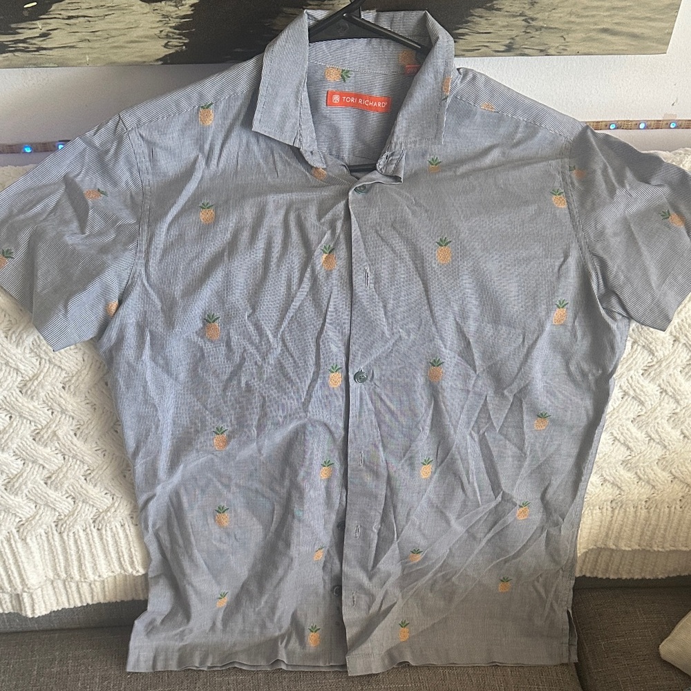 Tori Richards  Gray Pineapple Print Men's Shirt